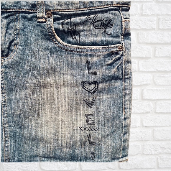 Z. Cavaricci Embellished Skull Jean Mini Skirt | 3 - Picture 3 of 6